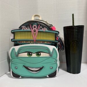 Flo’s Cafe Car Loungefly Backpack & Starbucks Greenish Tumbler